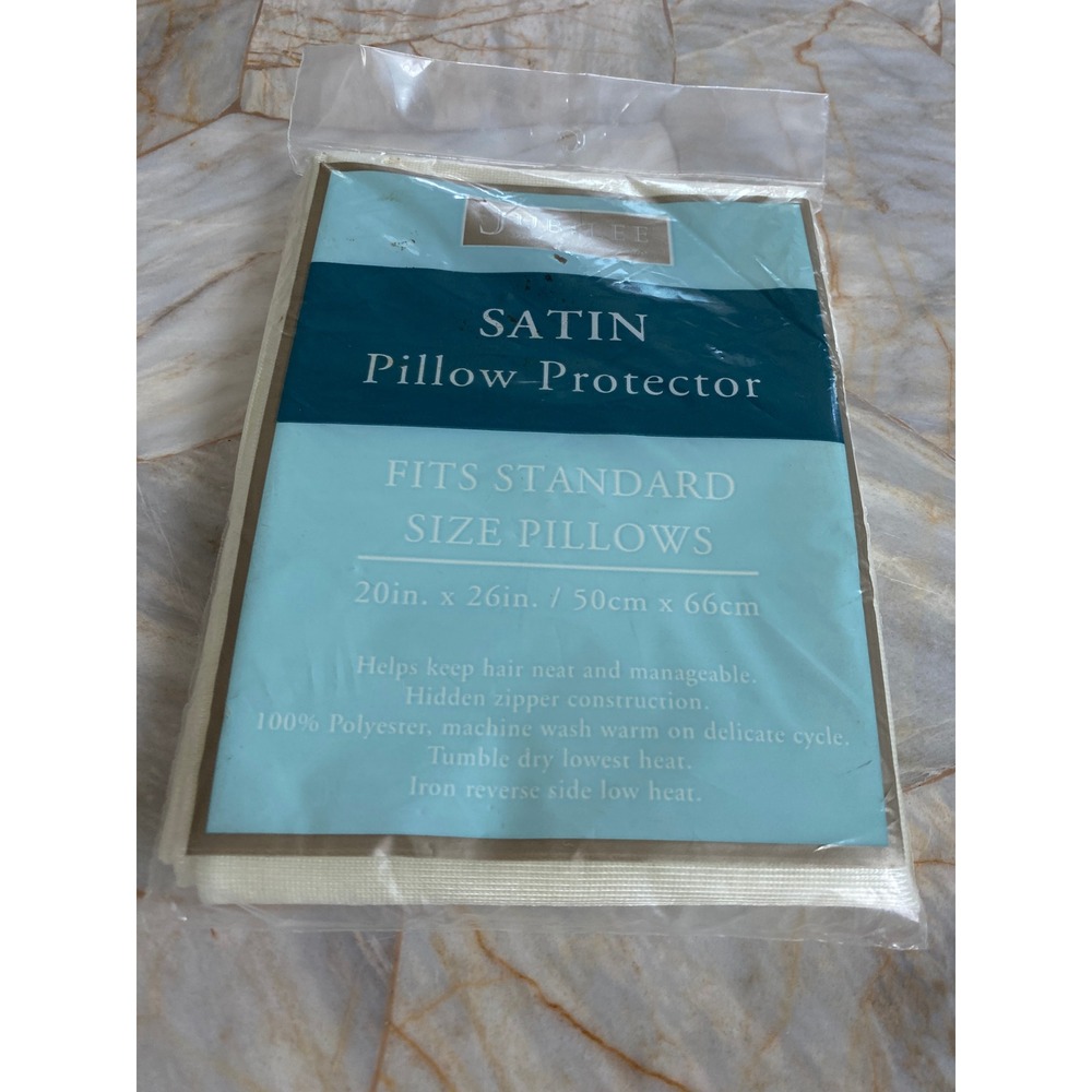 Jubilee Satin Pillow Protector Standard 20x26 Bone Off-White Hidden Zipper NEW - Picture 4 of 6